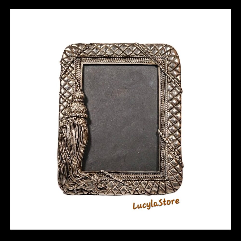 Vintage Godinger Silver Plated 5x7 Frame - Quilted Rope & Tassel